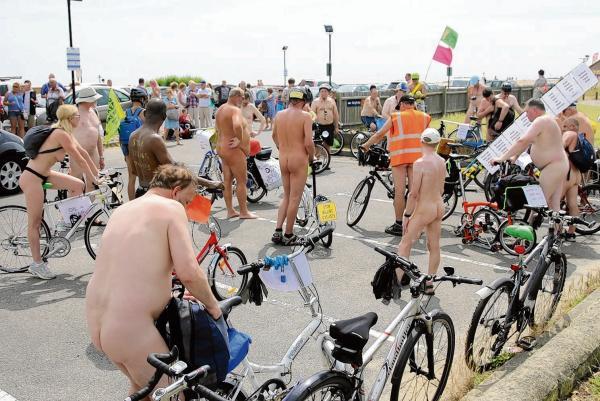 Naked bike ride in Clacton