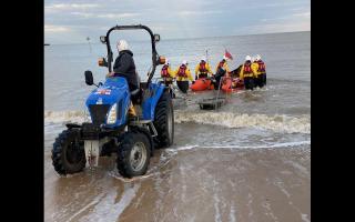 Launch - RNLI Clacton launch D-Class lifeboat in response to possible person drifting on an inflatable