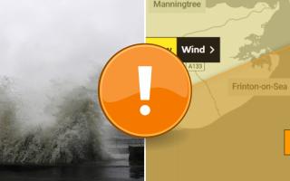 Clacton and Frinton are in an amber weather warning for part of Storm Ciarán